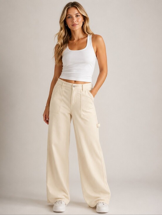 American Eagle Outfitters Denim - ❤️ NWT! AMERICAN EAGLE SUPER HIGH RISE BAGGY WIDE LEG UTILITY JEANS / PANTS, 16